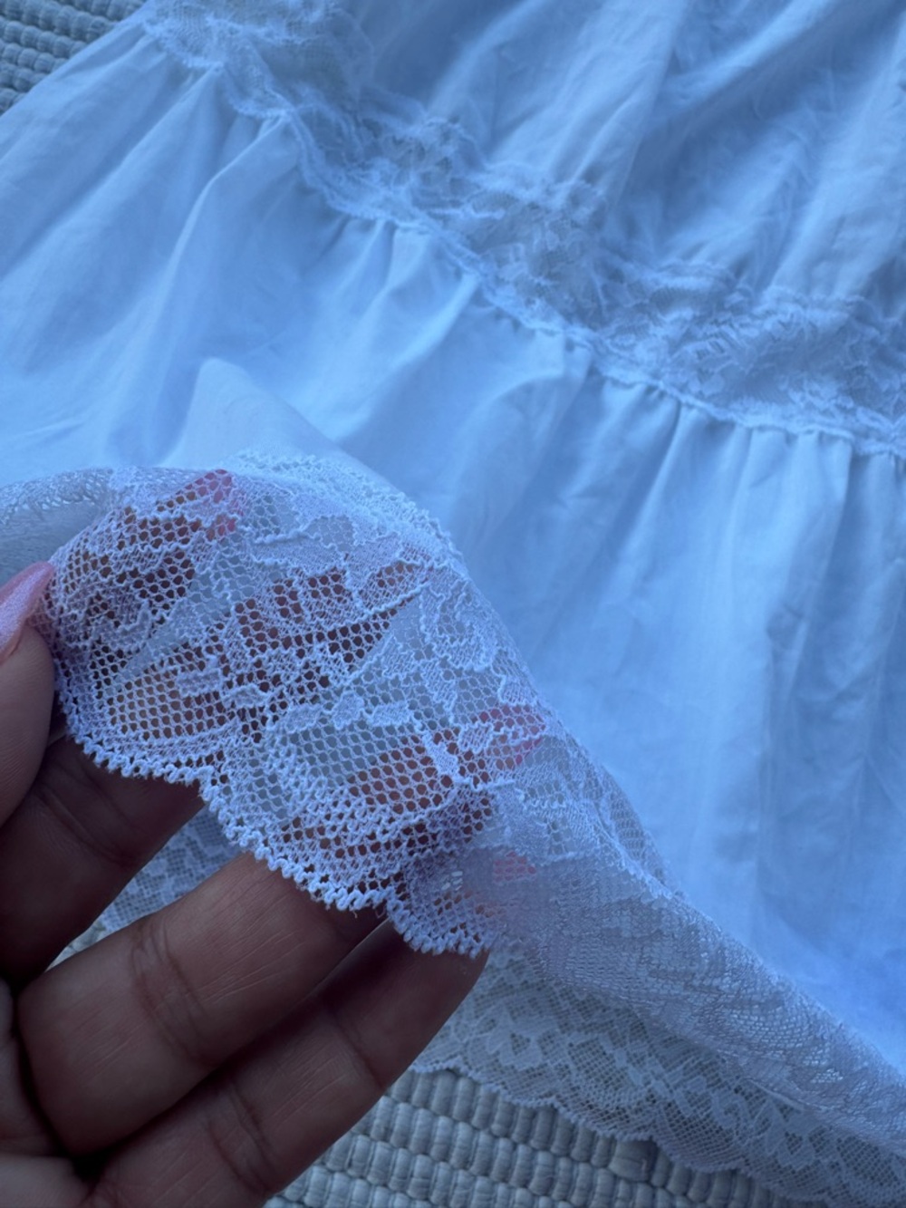 PINK x Frankies Bikinis Lace Tiered Babydoll Dress White S NWT - Picture 3 of 13